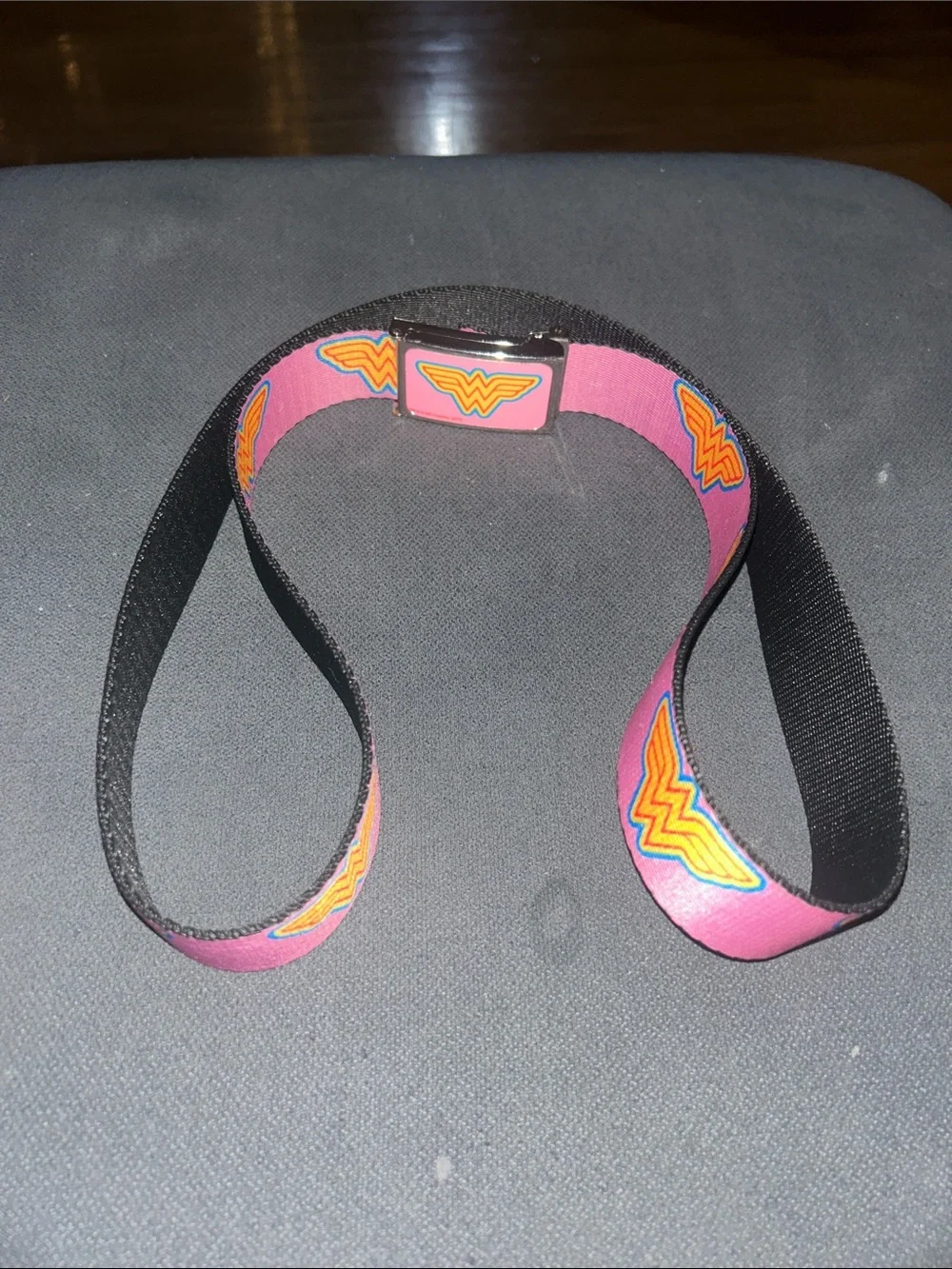 Pink Wonder Emblem Stretch Belt with Decorative Buckle